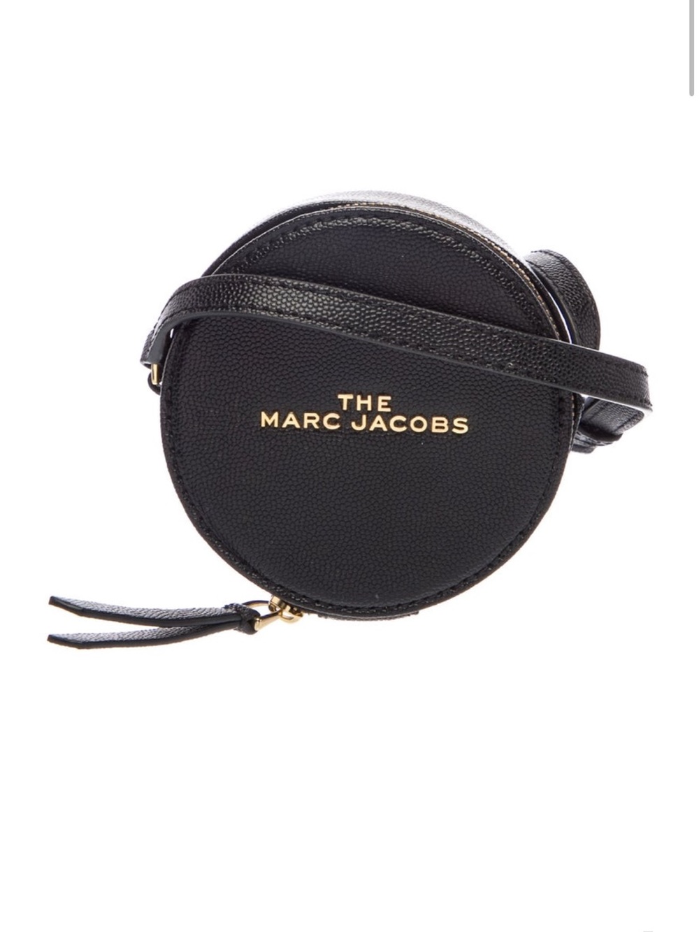 Marc Jacobs Black Round Crossbody Bag with Gold Logo